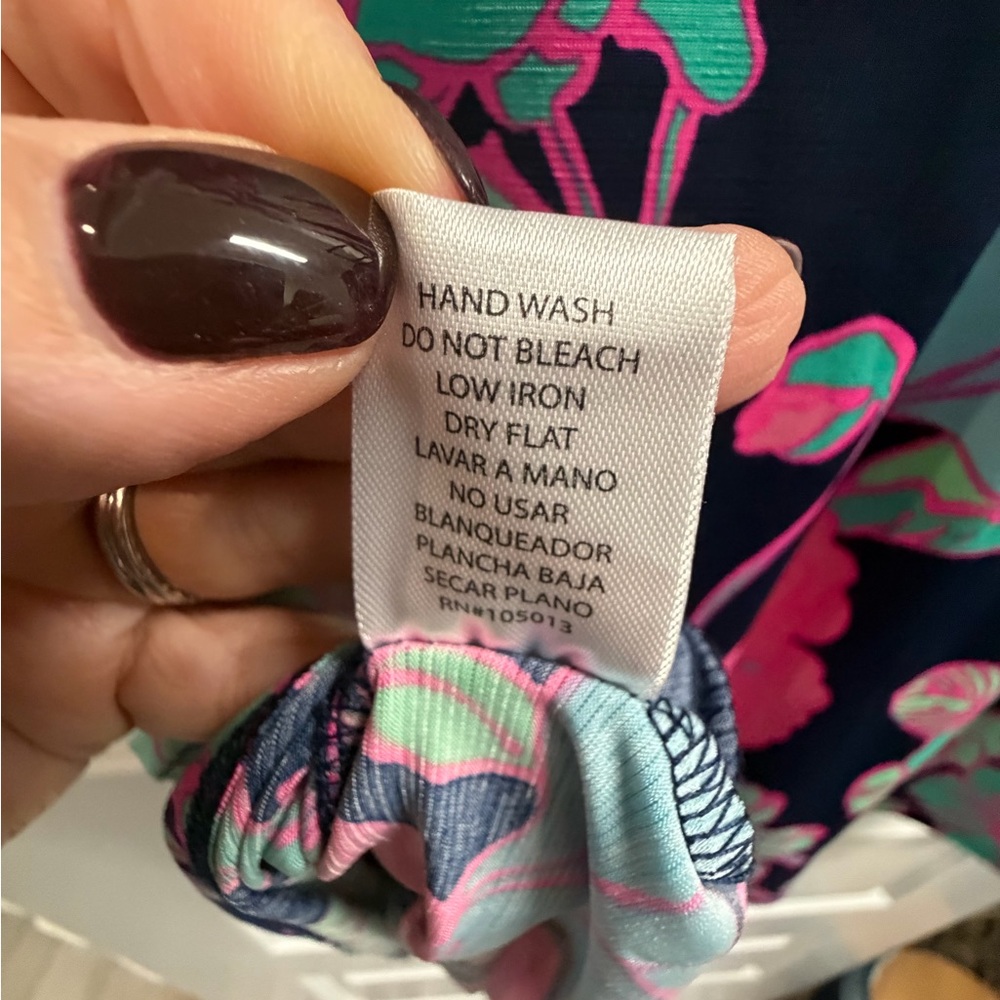 Dear Scarlett Lizzy Top - Pink and Green on Navy - Picture 6 of 6